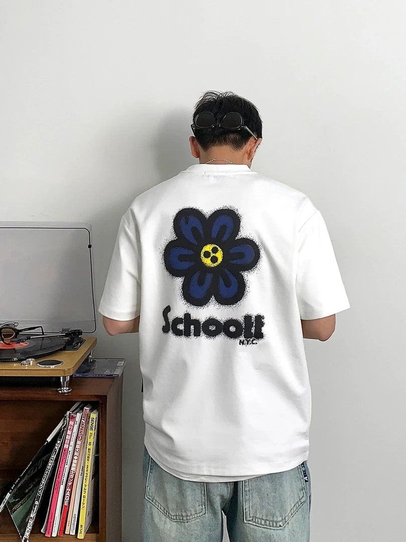 280g重磅纯棉短袖T恤男士夏季休闲半袖宽松潮流印花ins美式百搭ol