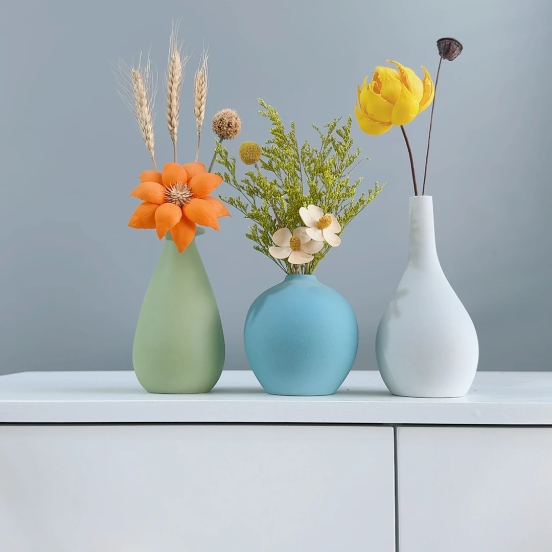 摆件陶瓷花瓶摆件含花总高约20-30cm