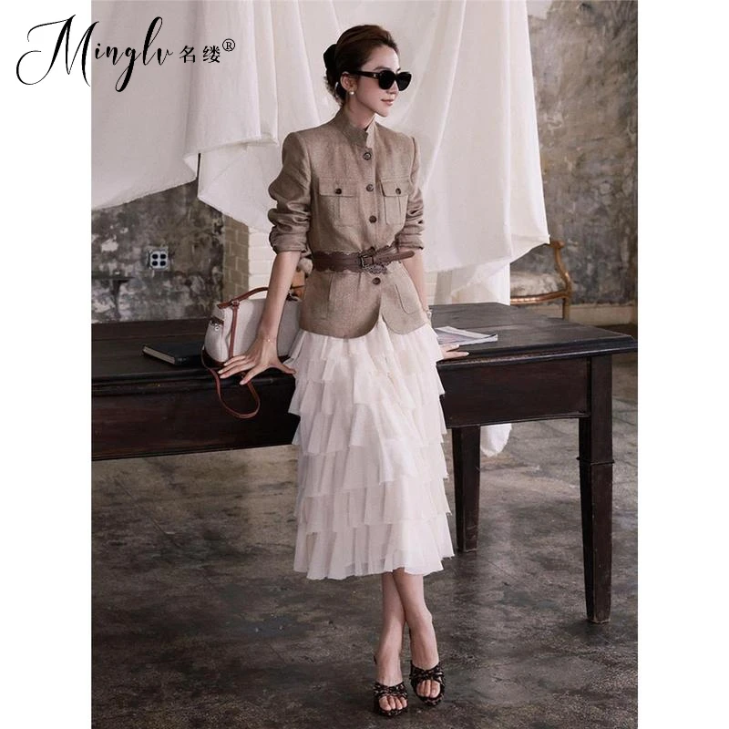 秋季气场强大干练气质高级感巨好看重要场合老钱风时尚连衣裙套装