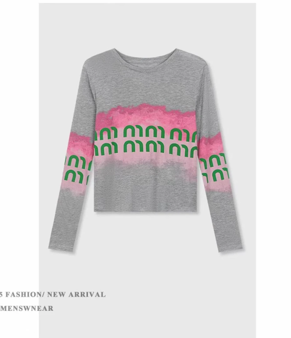 【蜜爷家】晕染长袖打底T恤