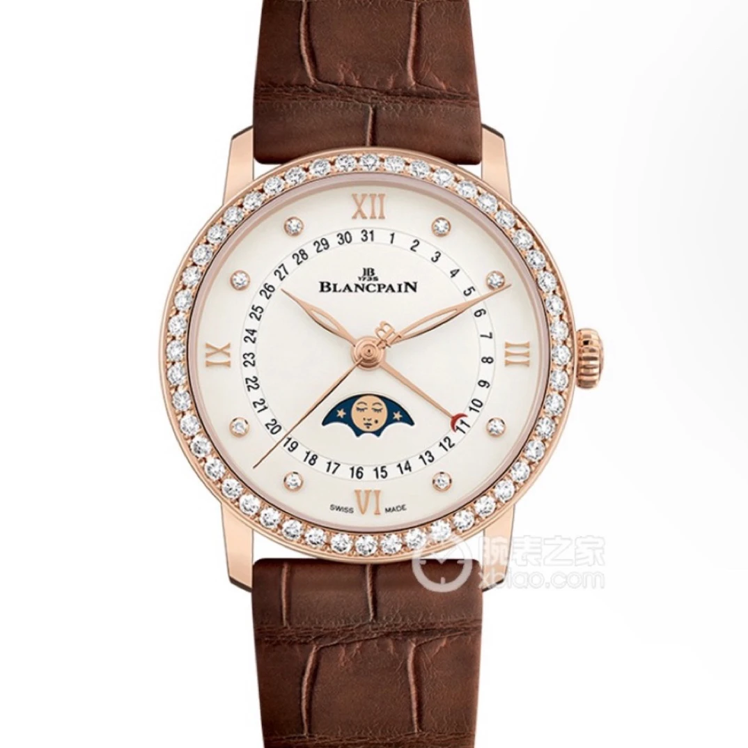 99新 Cartier/卡地亚 宝珀6126 18k红金材质镶钻，33.2mm，月相功能
