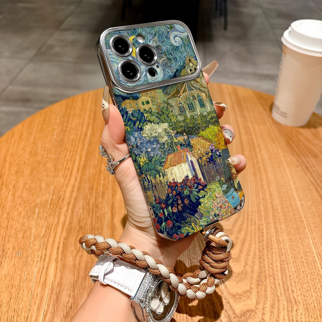 梵高油画村落适用苹果17promax手机壳iphone16pro彩色15pro防摔女