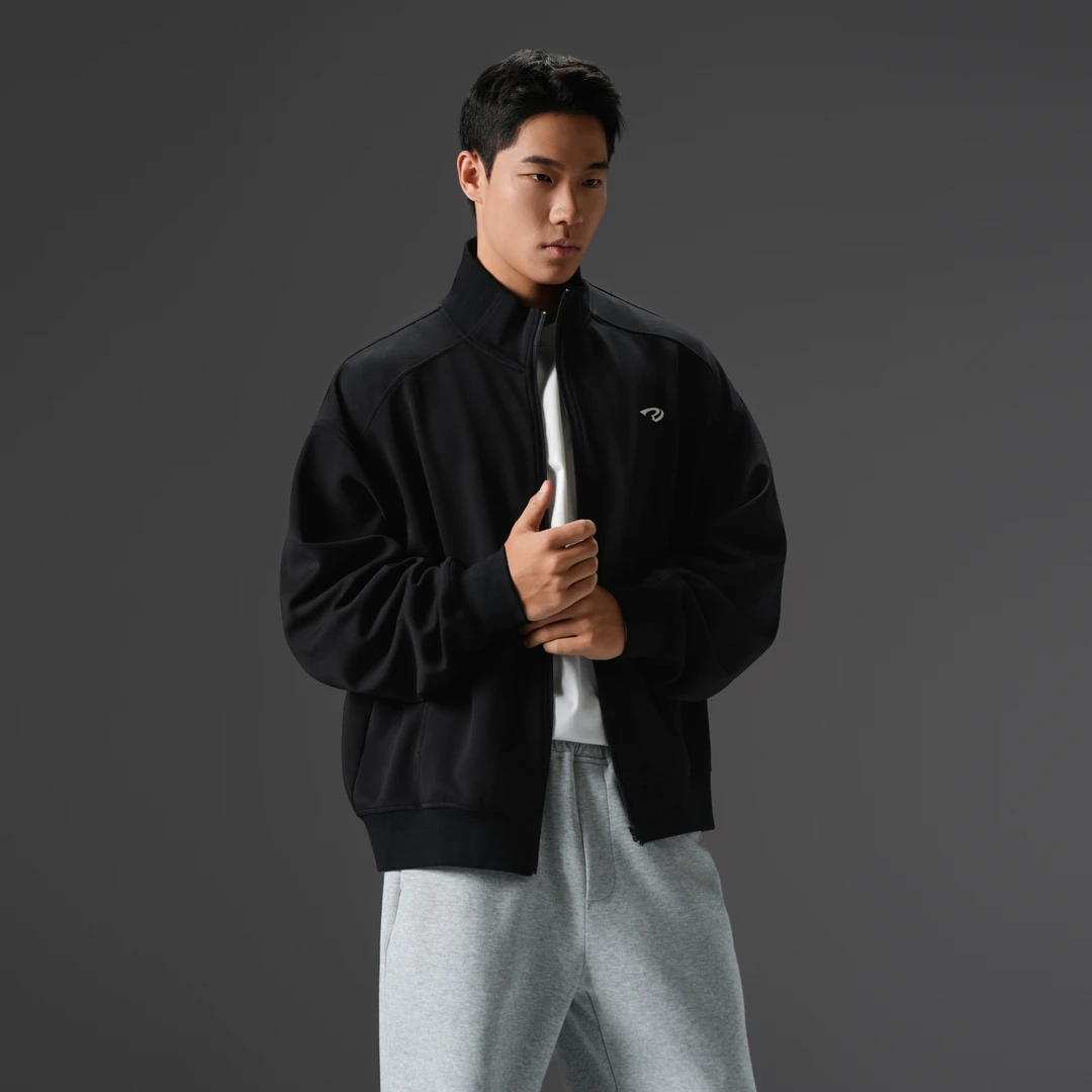 BD.POWER UP+重磅立领拉链开衫卫衣外套男秋季空气层宽松休闲夹克