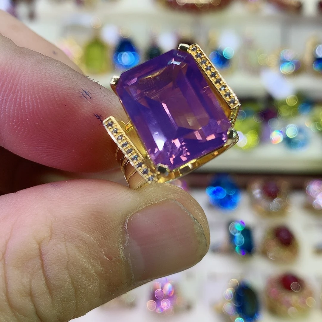 紫晶戒指银S925镀金镶嵌L****y