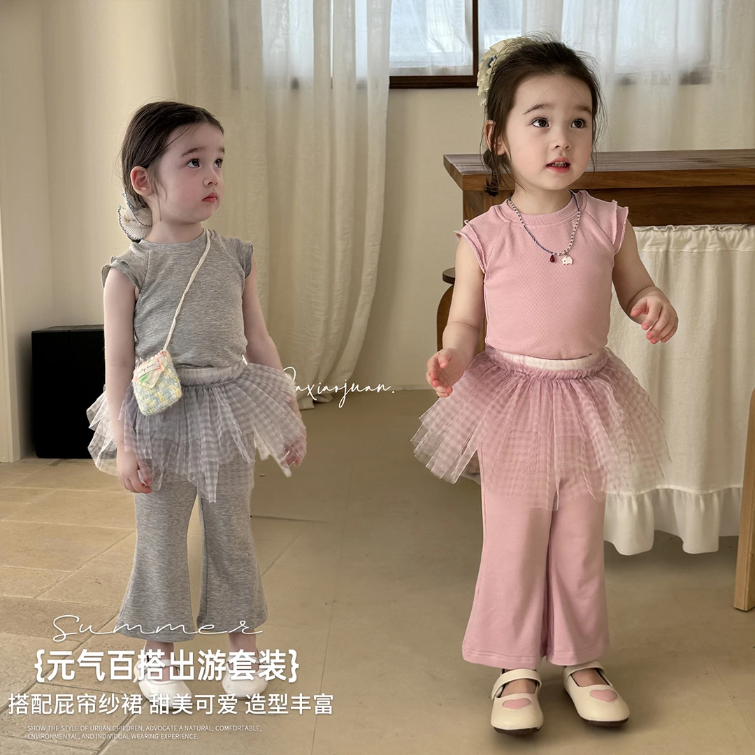 【大小卷】儿童夏季甜美可爱屁帘女童背心三件套-32828