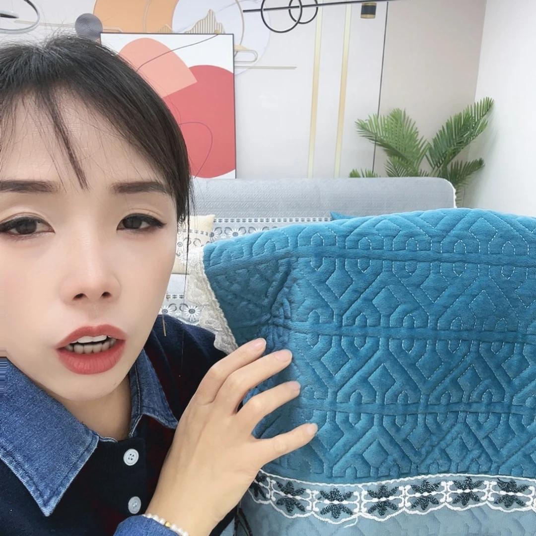 毛绒蓝色套餐九靠背330送抱枕2个