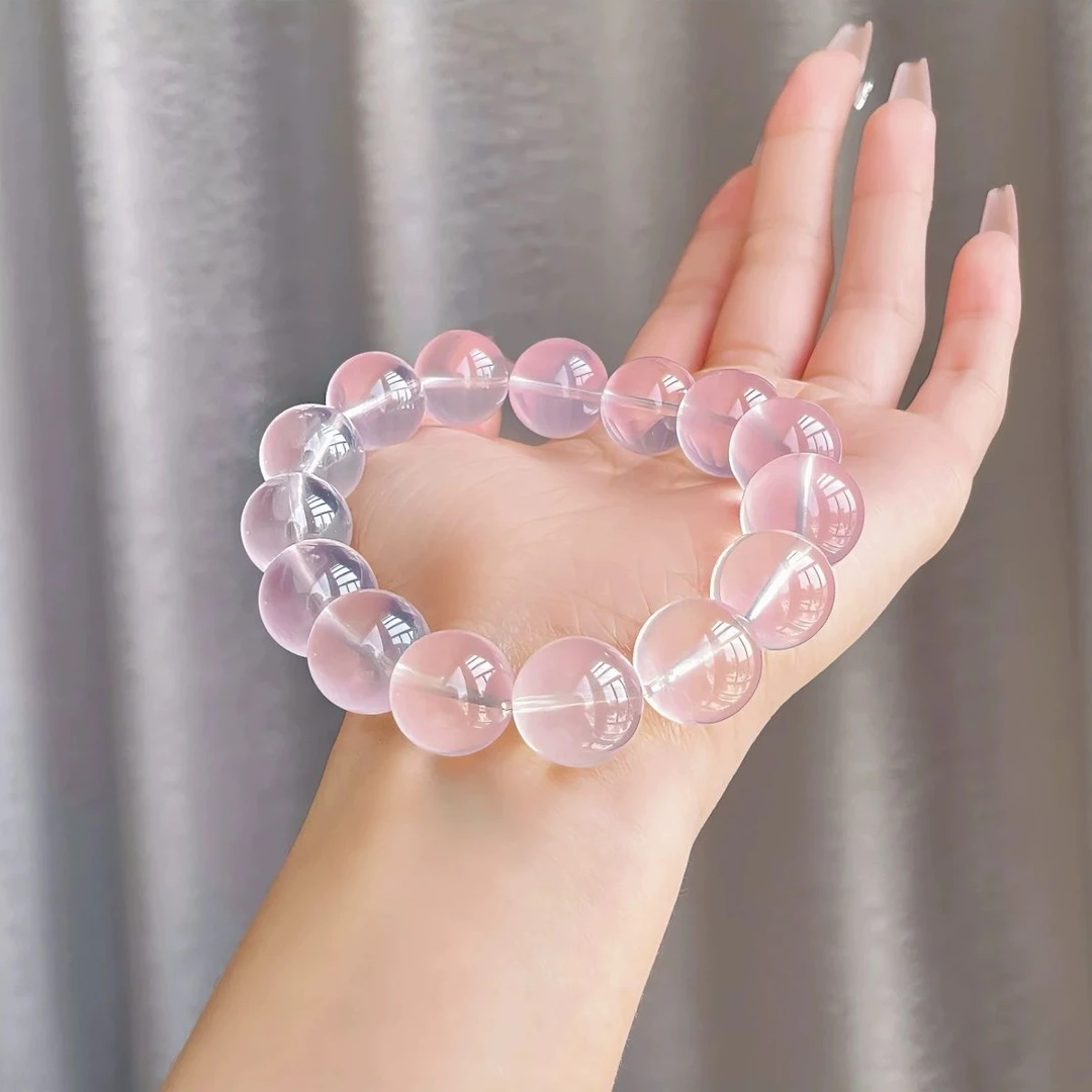 天然粉水晶手串星光莫粉晶手链女生小众设计时尚潮流饰品轻奢礼物