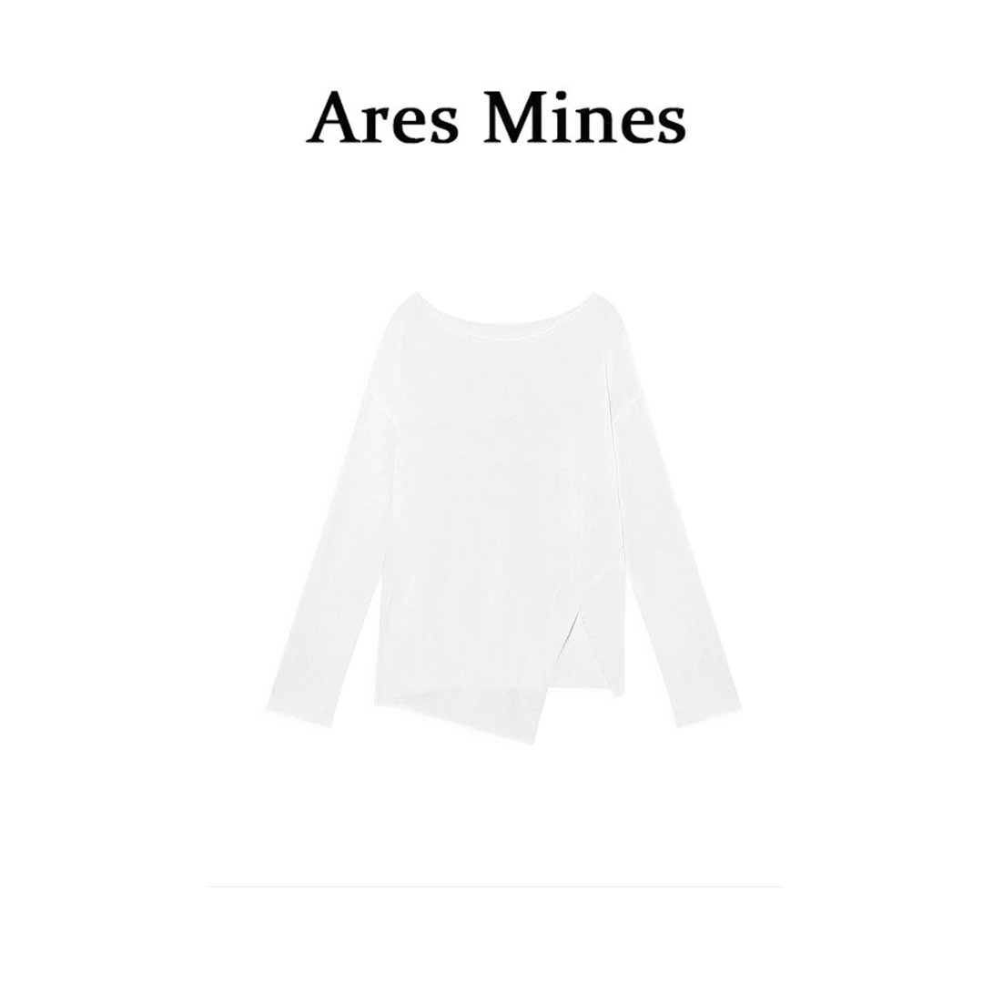 【盛朗熙Ares Mines】设计师风 不规则开叉设计一字圆领长袖罩衫