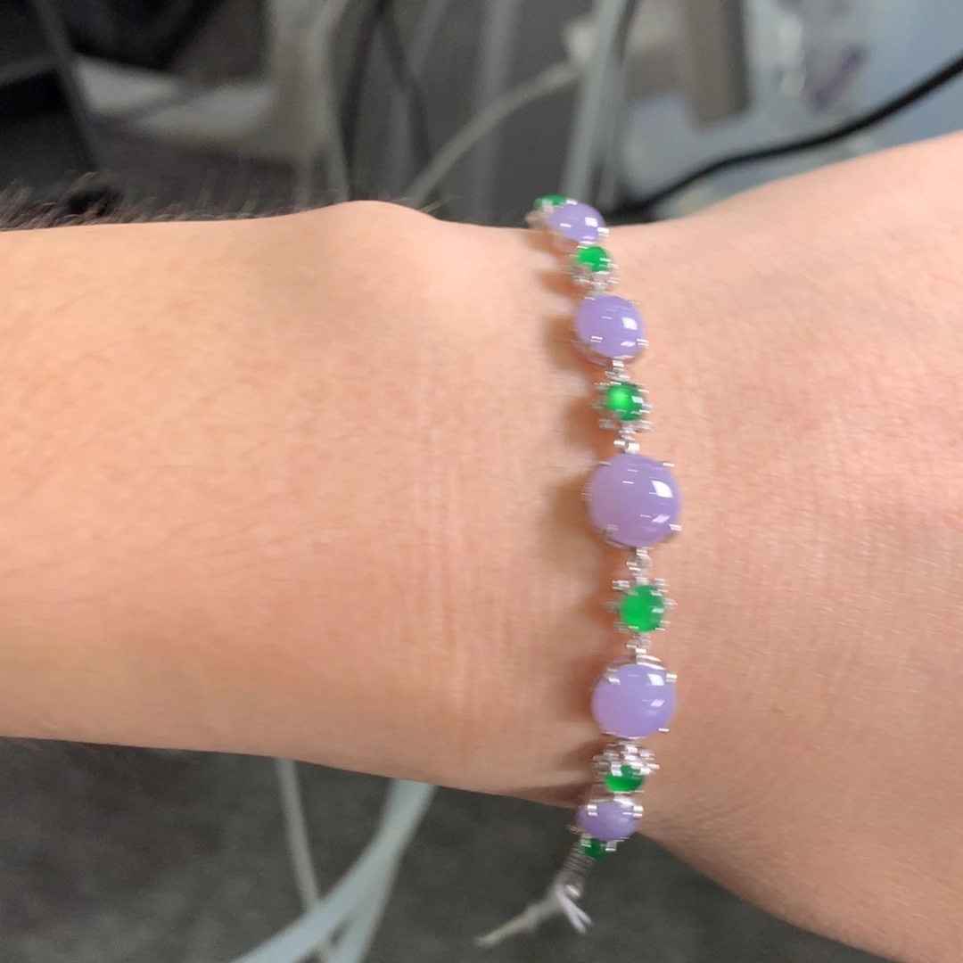 翡翠18K金镶嵌手链翡翠