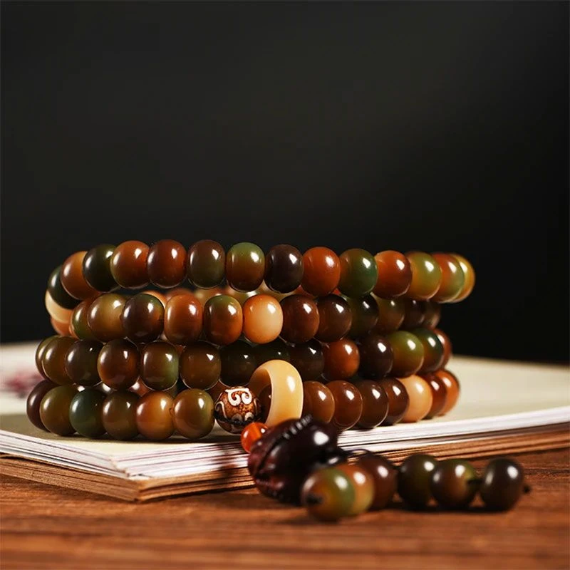 天然菩提敦煌飞天问天108颗炭烧文玩念佛珠