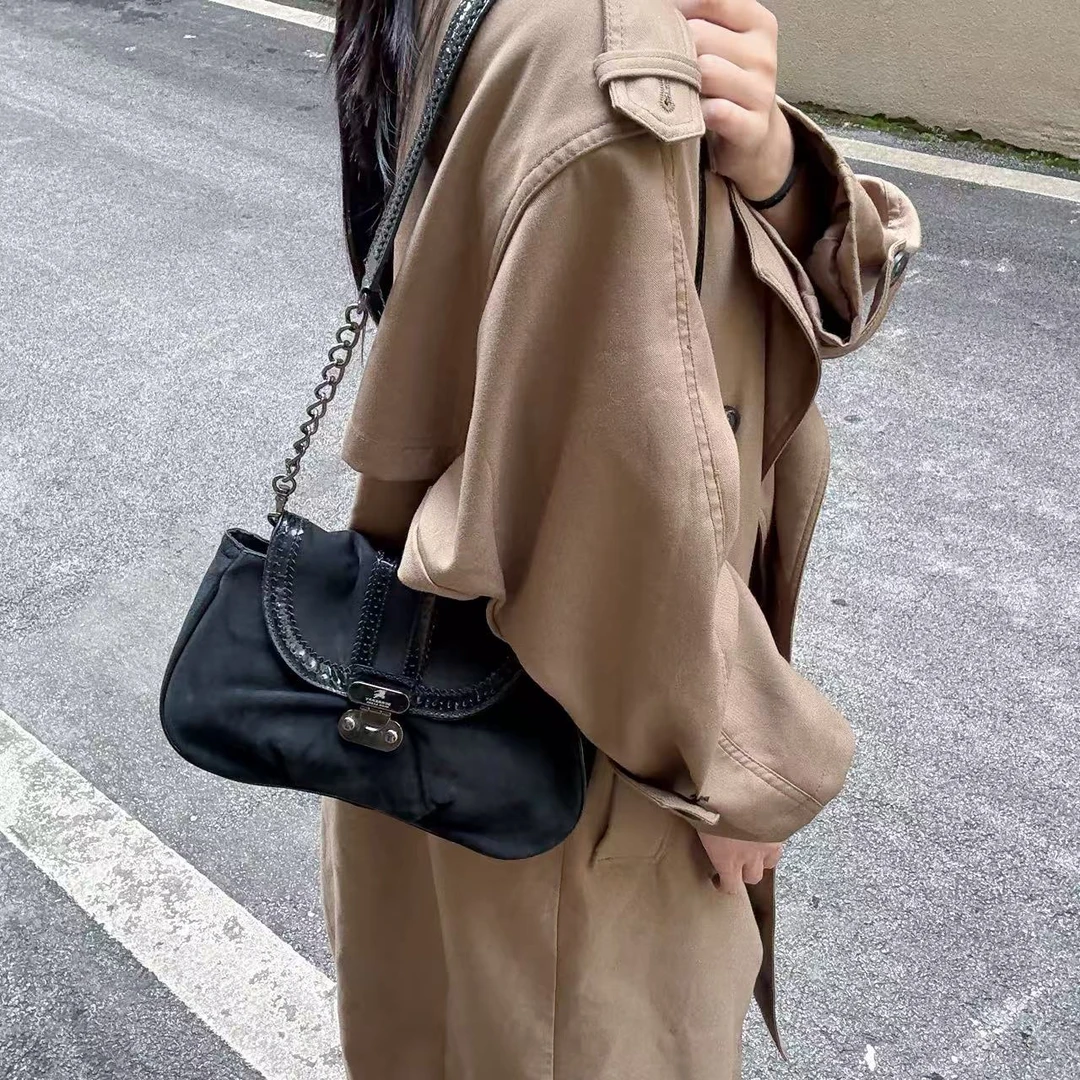 95新 BURBERRY/博柏利 95新burberry黑色中古腋下单肩包13532210