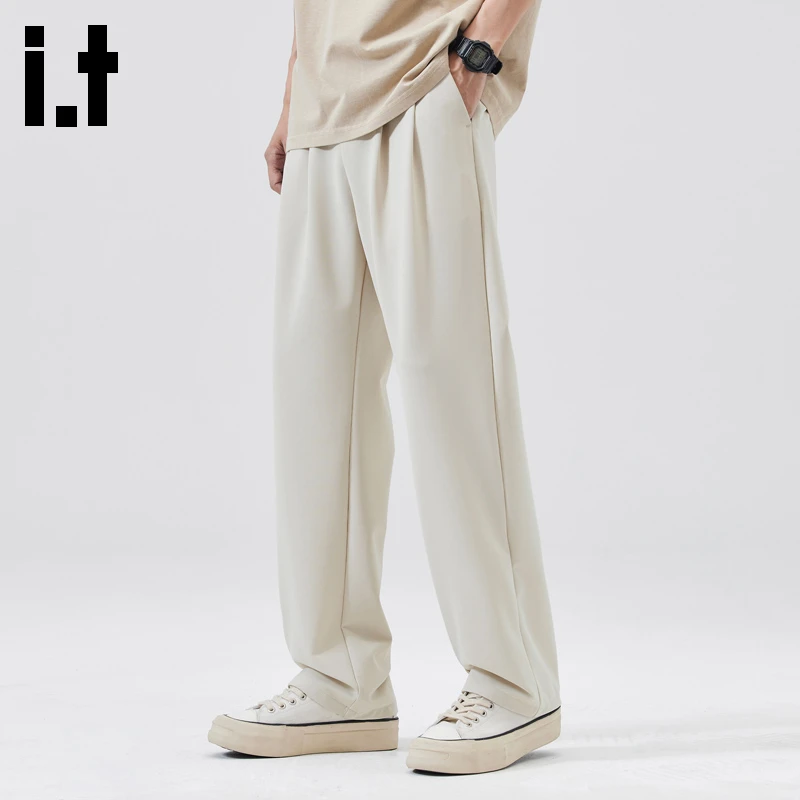 it.izzue垂感休闲西裤男士夏季新款宽松男生衣服高级感裤子直筒