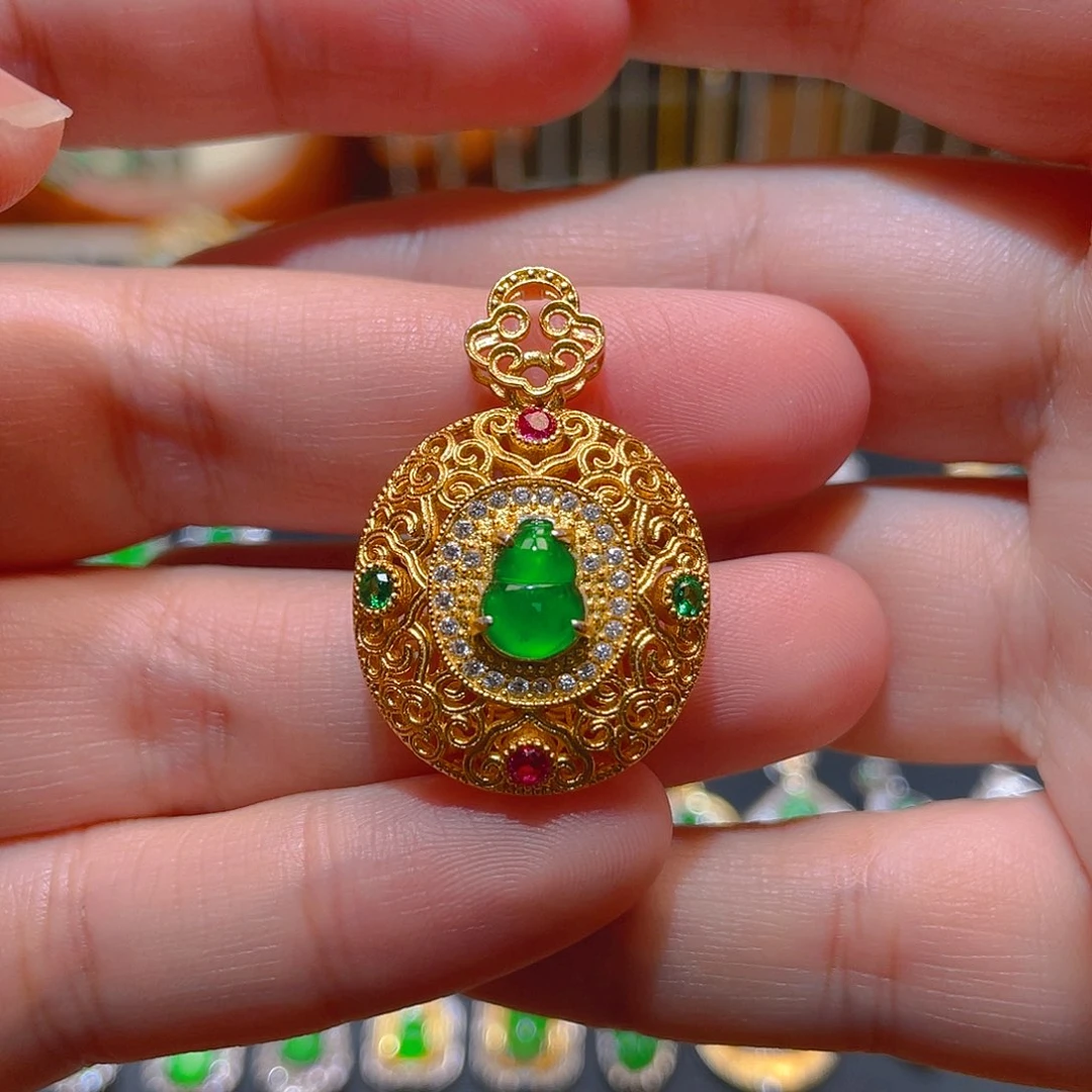 翡翠银S925镶嵌吊坠(不含链)