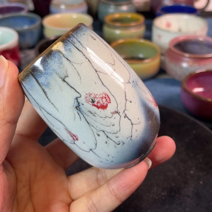 摆件钧瓷踏雪寻梅闻香杯