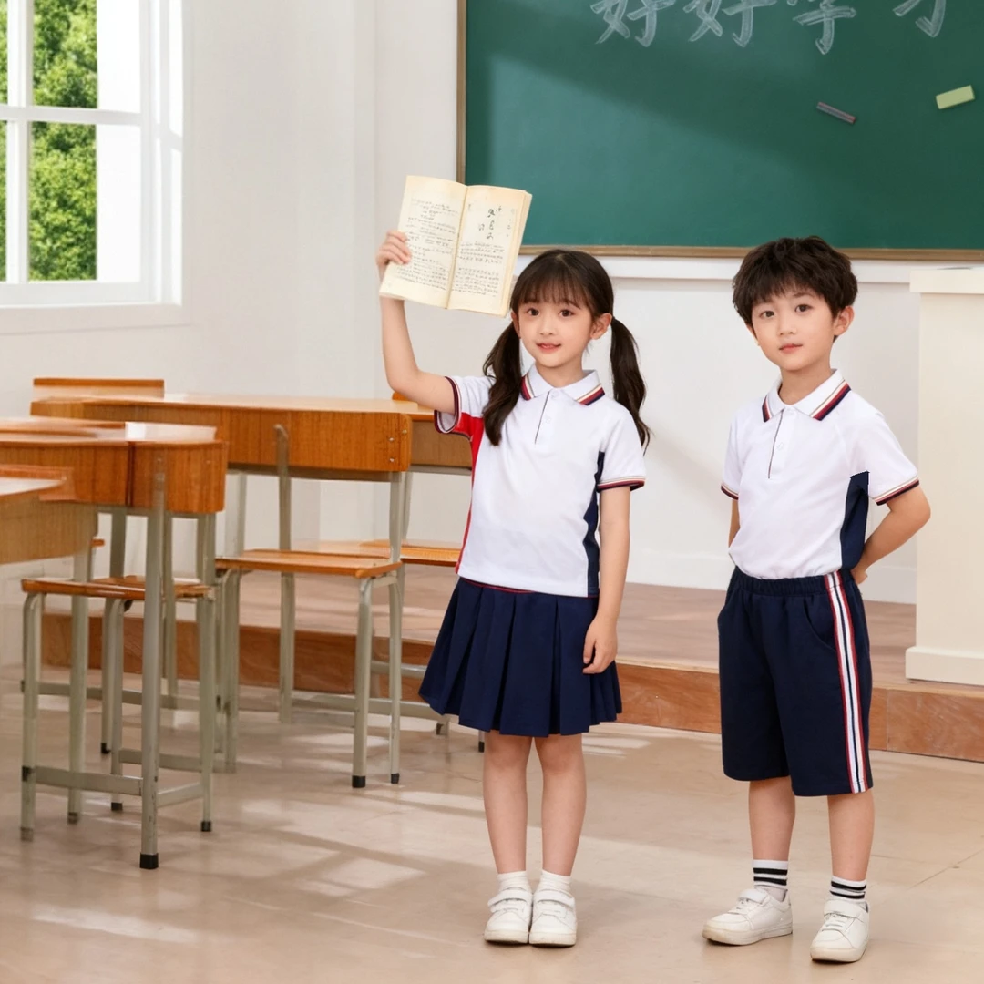 润克【江西吉安校服夏季套装小学】短袖短裤短裙裤男款女款小学生