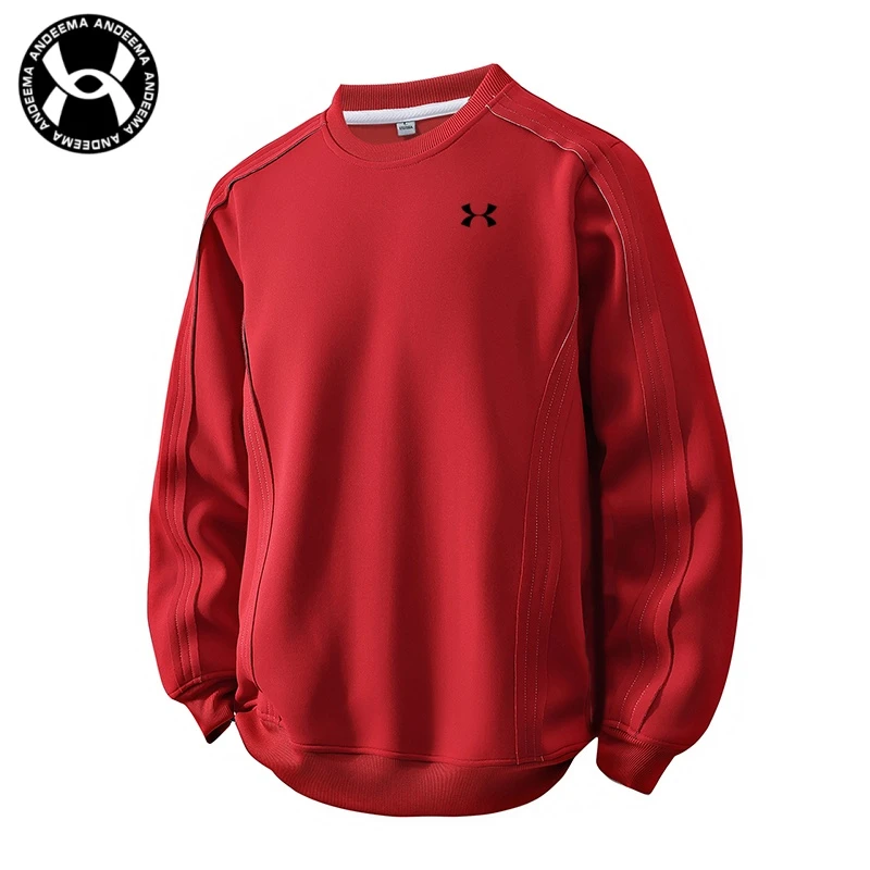 新款春秋季男士时尚休闲T恤卫衣百搭圆领宽松透气帅气套头长袖