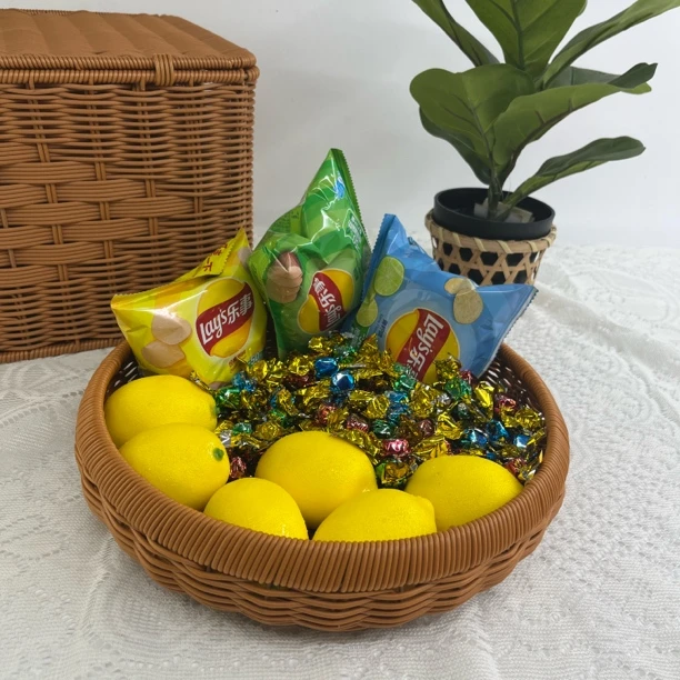 手工编织零食水果发夹收纳篮厨房洗菜篮沥水篮葱姜蒜收纳30*7