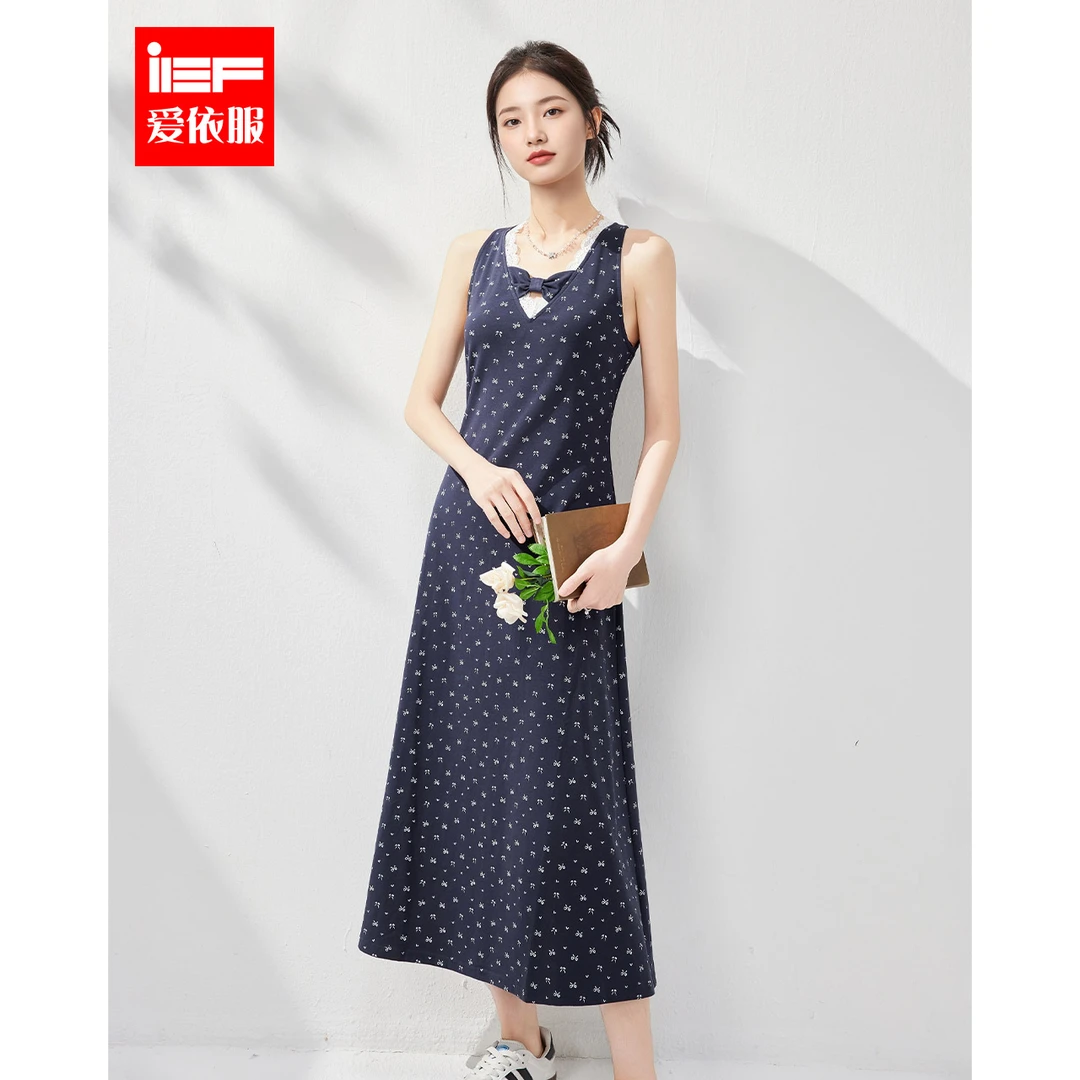 IEF/爱依服裙子2025夏季新款甜美纯欲风设计感显瘦背心长裙流光风