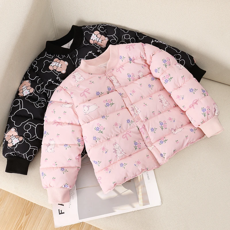 宝宝秋冬季外套中小童夹棉加厚棉服女童可爱棉衣男童帅气衣服女宝