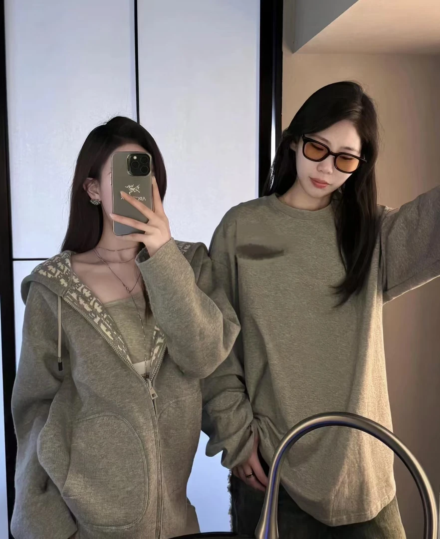 【PG】2025秋冬好物经典老花满印慵懒风双面穿拉链连帽上衣A8081