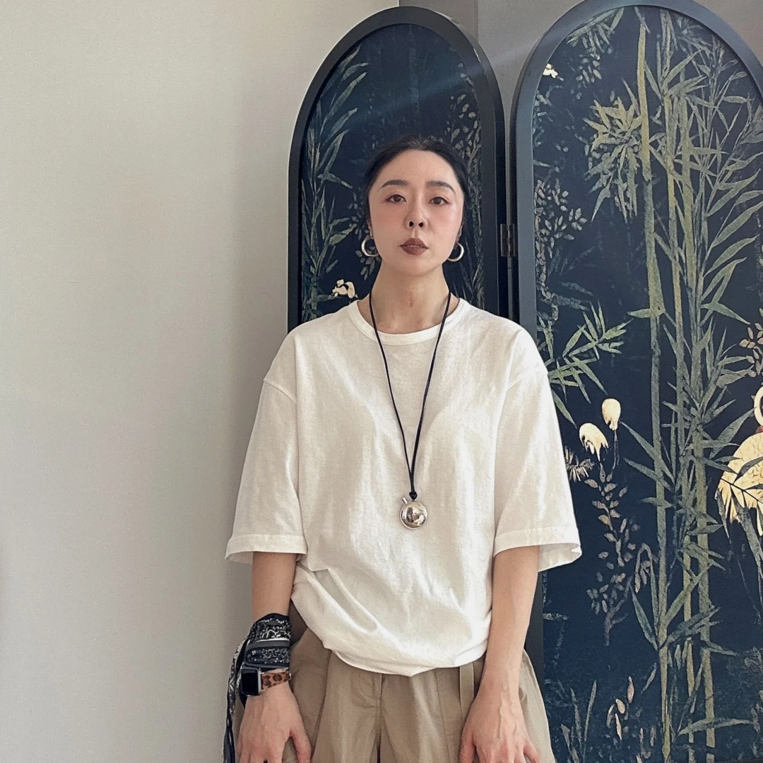 Action Studios【燕麦T】新款纯色圆领中长款短袖SS7738