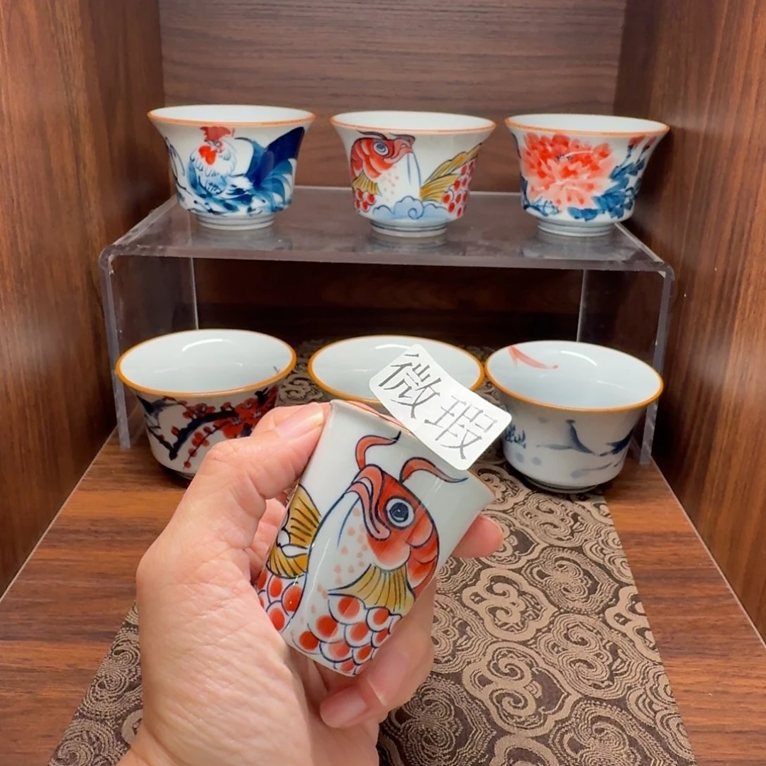 釉下手绘茶具微瑕