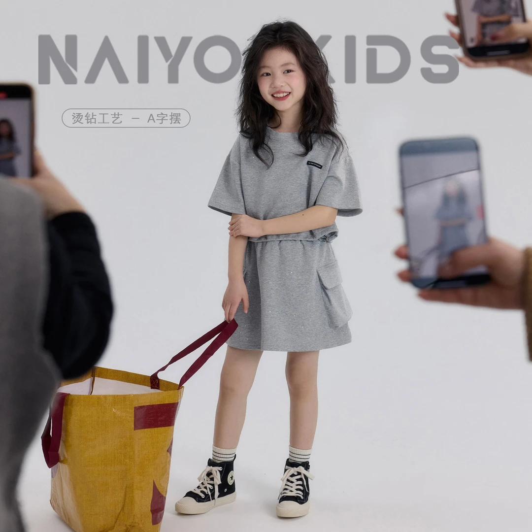 【好闪啊】女童套装2025夏季时尚短袖半裙宝宝两件套Y6394