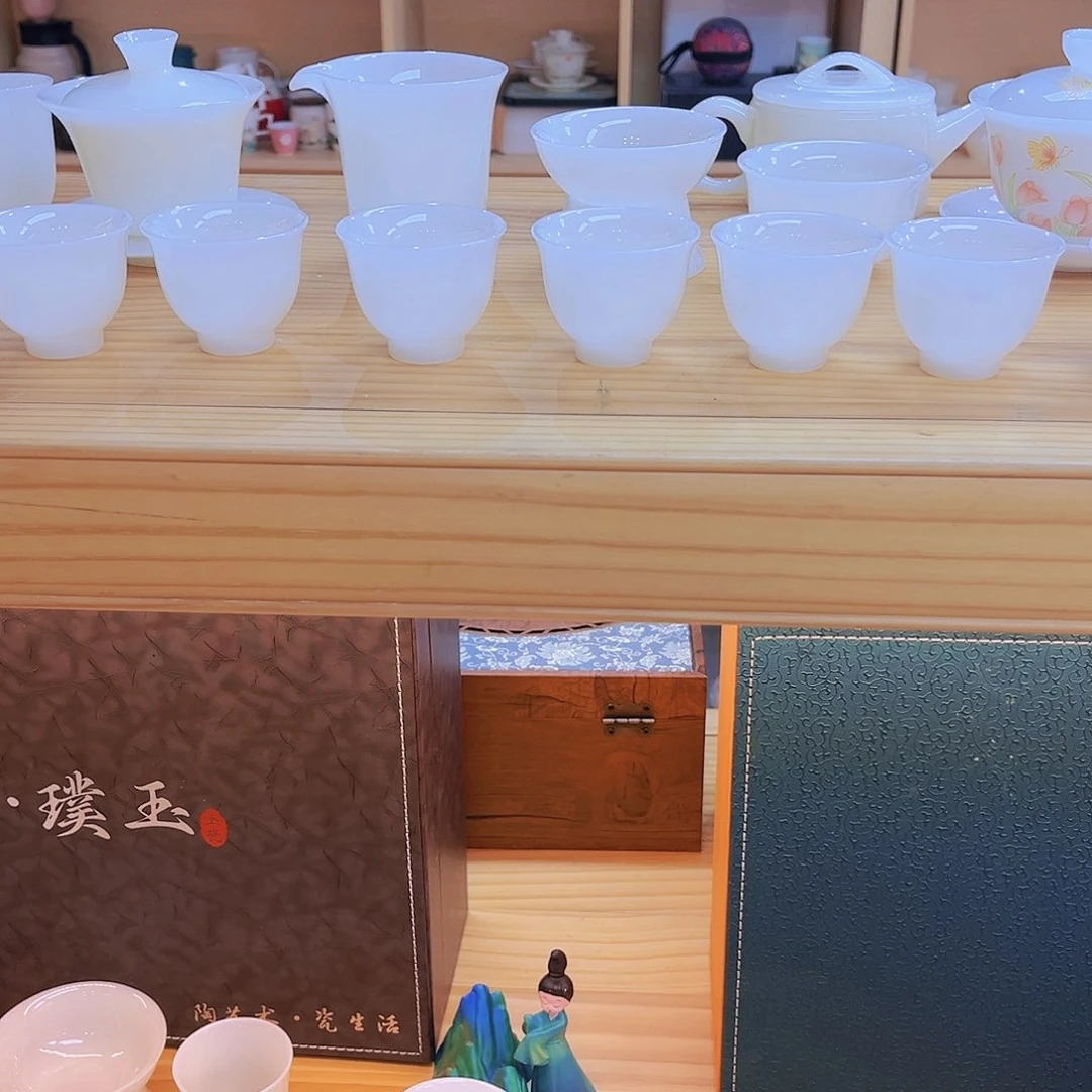 盖碗瓷高档皙白玉瓷盖碗套装11件无礼盒