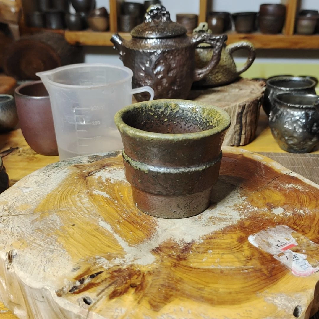 坭兴陶纯柴烧全手工茶杯90C，微瑕