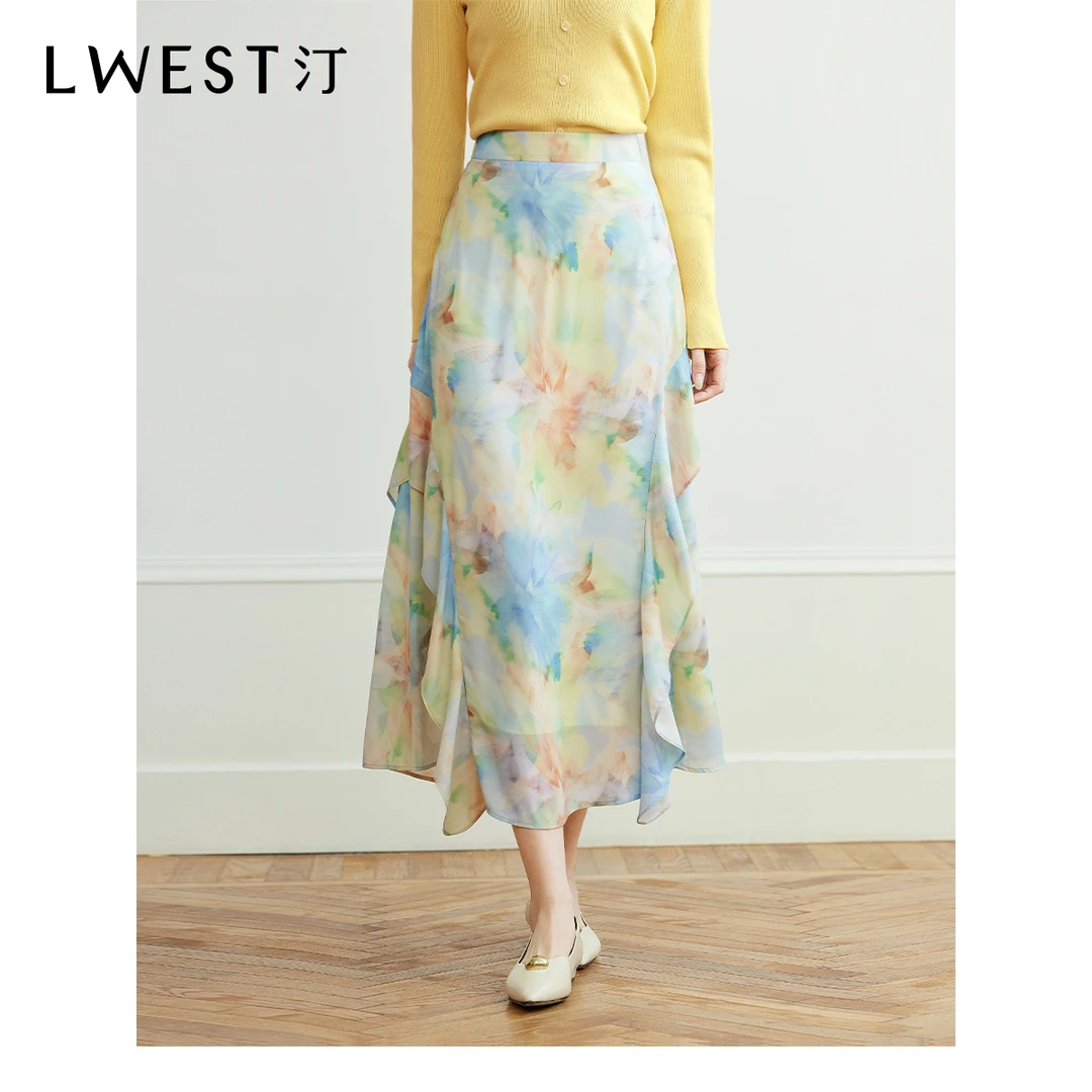 【达人专属】朗文斯汀晕染荷叶边设计感不规则半身裙DTYQ5102B07092