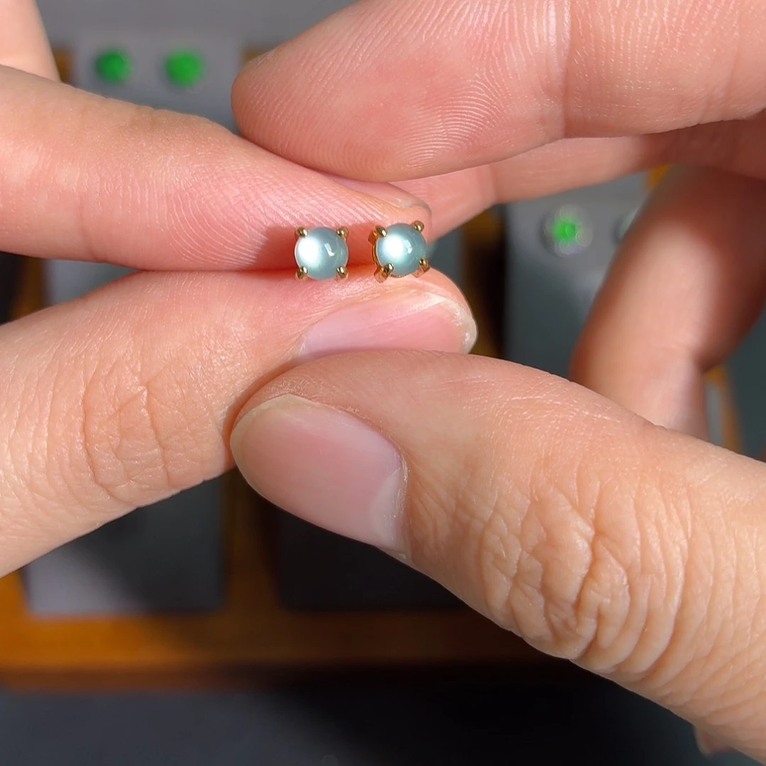 翡翠银S925镶嵌耳饰耳饰^_^