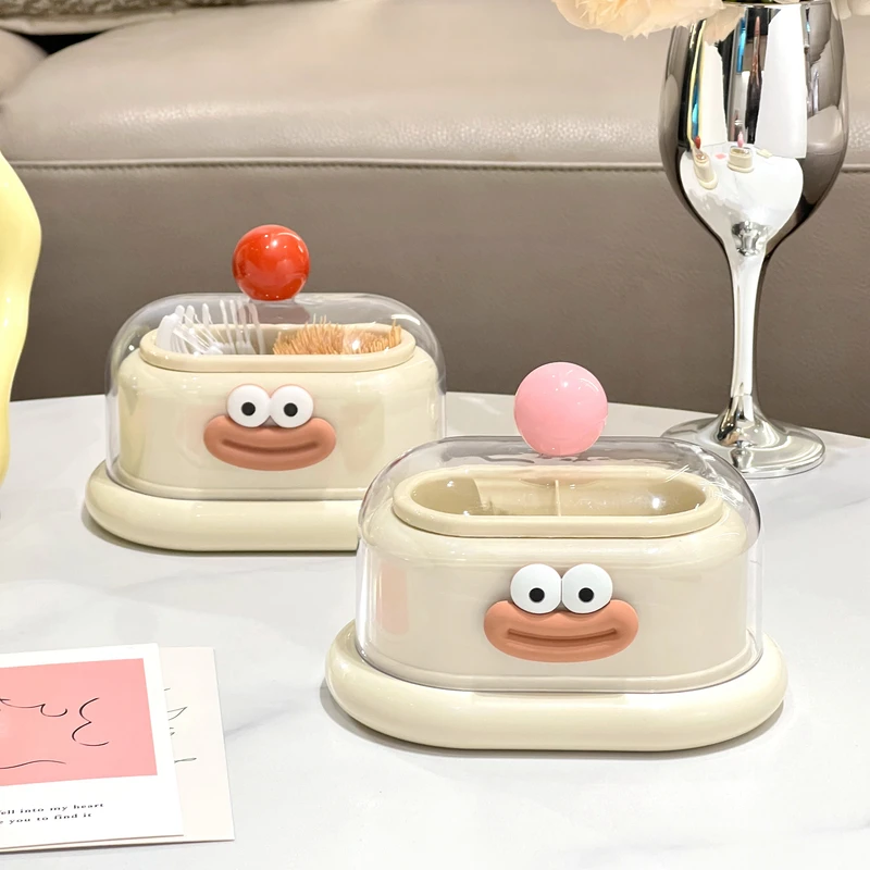 多巴胺奶油风牙签棉签盒家用家用复古高颜值2025新款牙线收纳盒筒