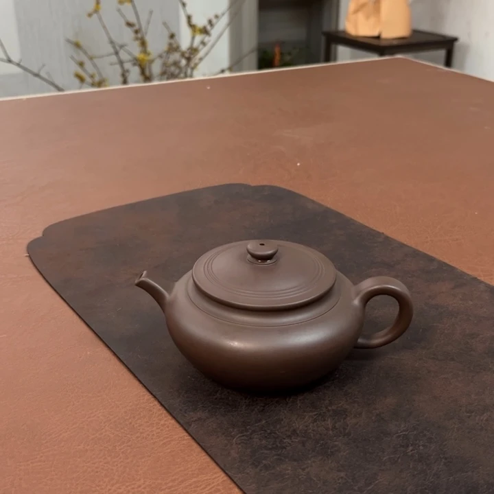 紫砂茶壶蛤**哥扁笠壶老紫泥全手工