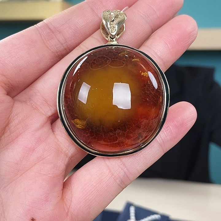 琥珀银S925镶嵌颈饰