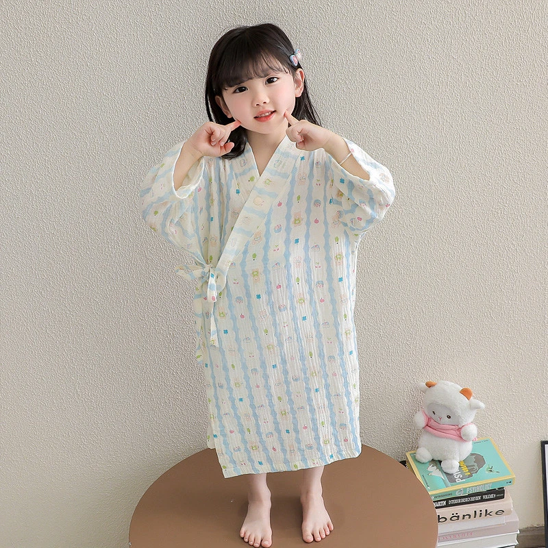 女童纯棉纱布浴巾可穿式儿童浴袍家居服洗澡睡袍卡通宝宝空调睡衣