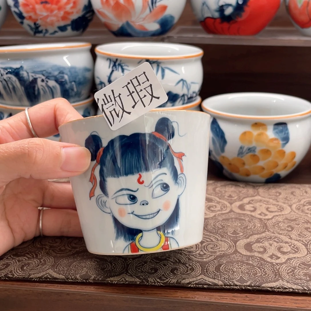 釉下彩纯手绘微瑕咯