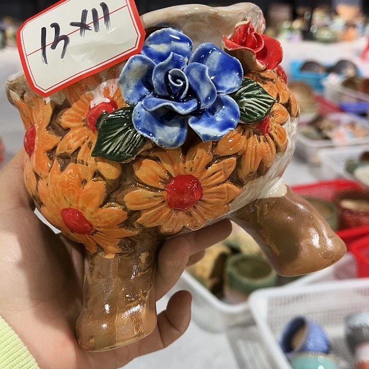 瓷片花盆多肉植物艺术品