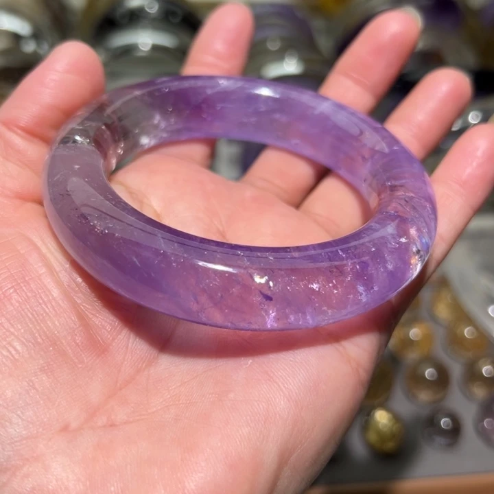 未镶嵌手镯水晶天然紫水晶手镯56口径