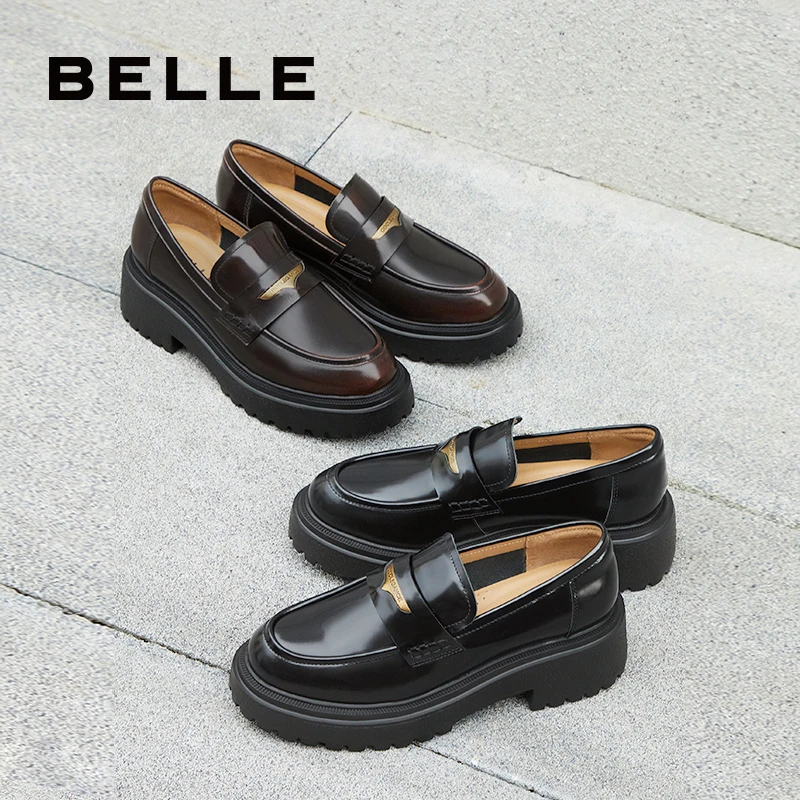 【海鸥乐福1.0】百丽新款商场同款真皮增高乐福鞋B5H1DCA4