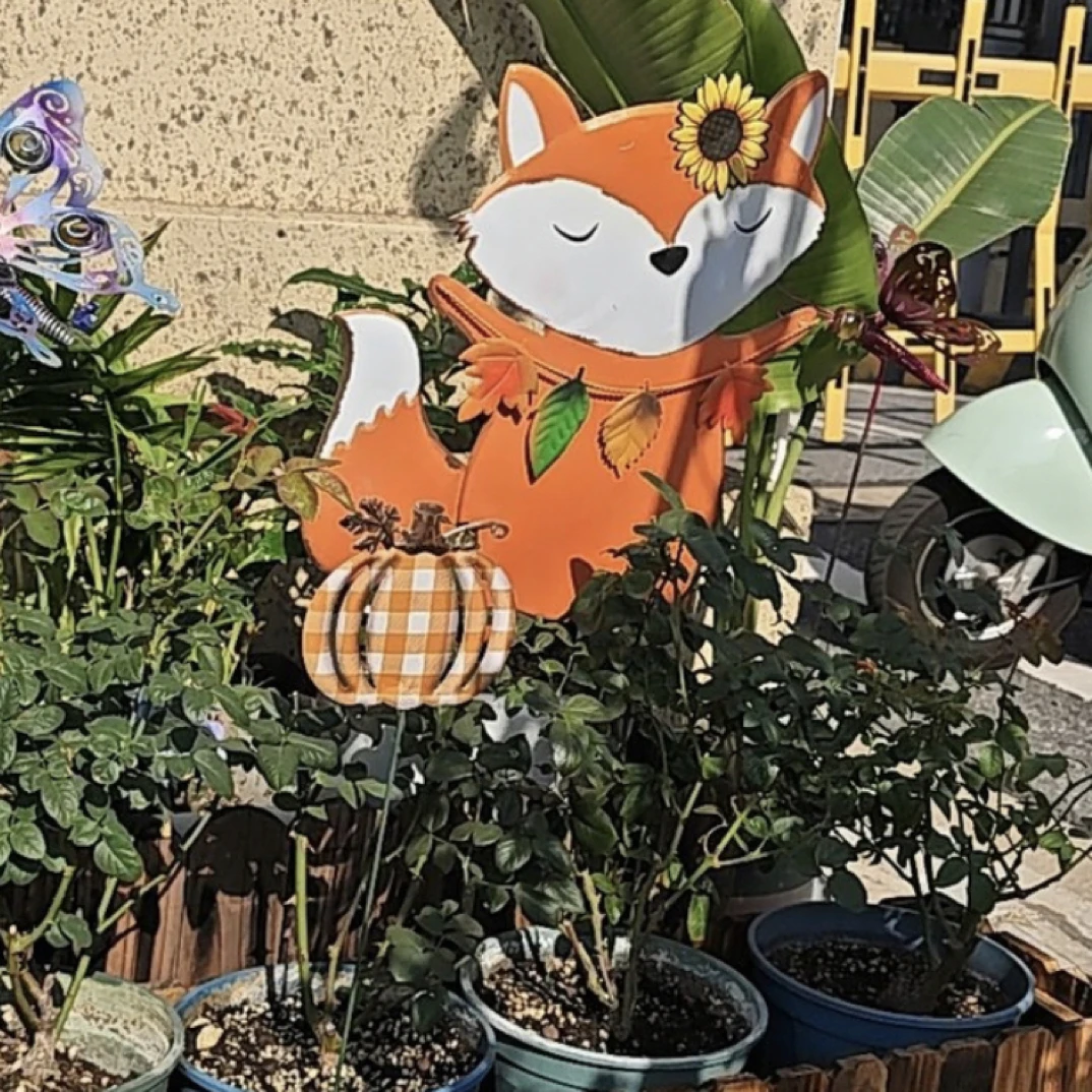 狐狸单个花插摆件