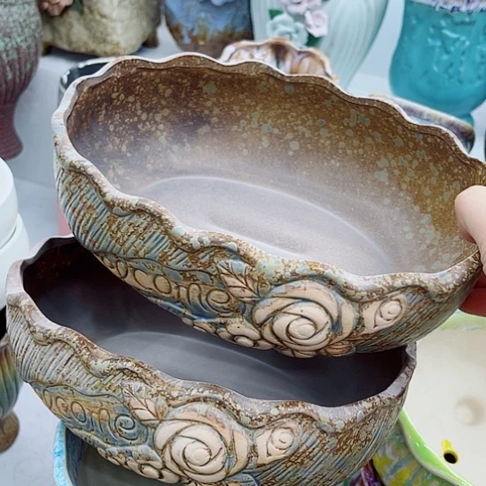 多肉绿植陶瓷花盆9.9包邮，无孔