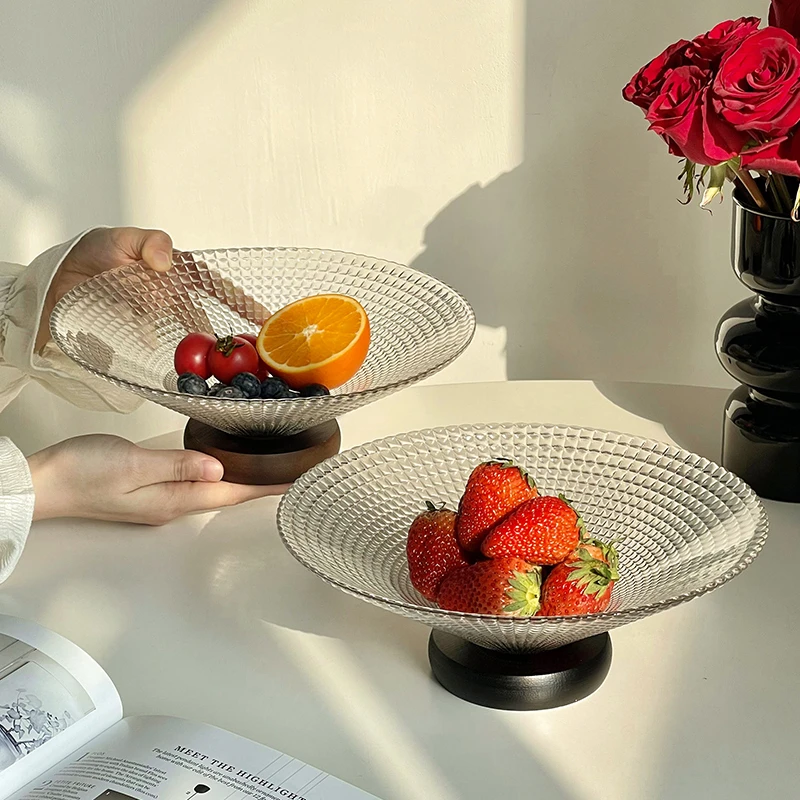 玻璃水果盘客厅茶几家用轻奢高档前台糖果托盘坚果干果零食摆放盘