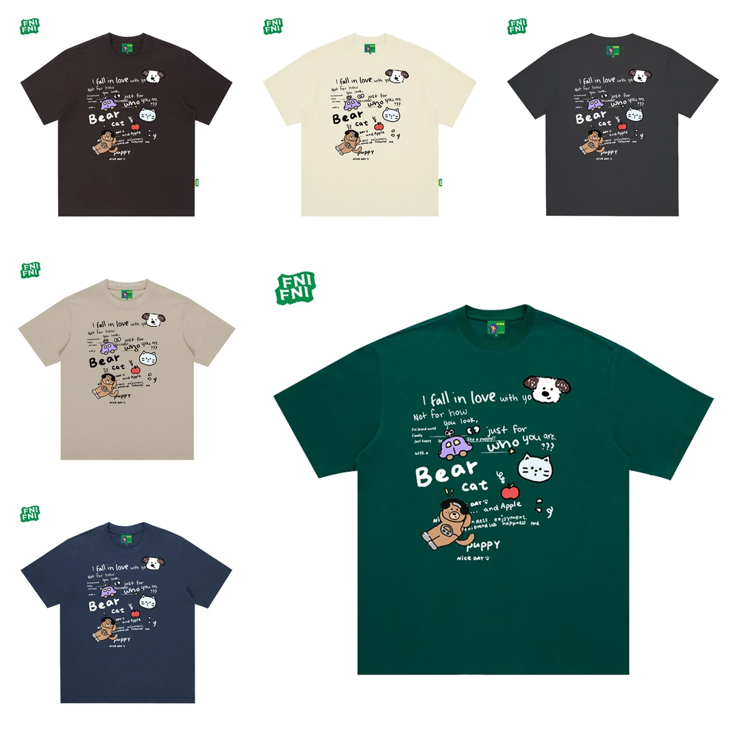 FNI绿标系列（心动公式）320克纯棉男女同款t恤美式短袖夏新款直喷