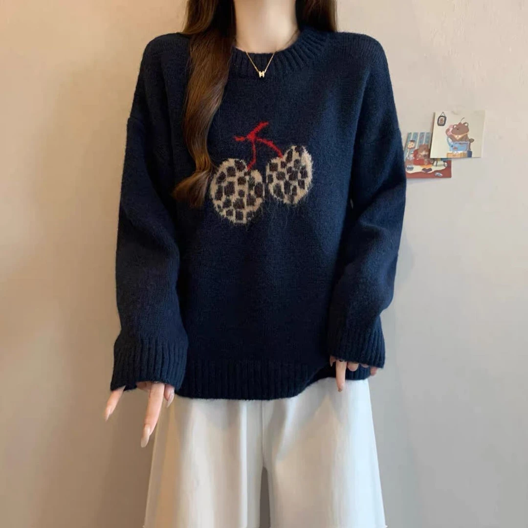 L衣长57    538【豹纹小樱桃】毛衣