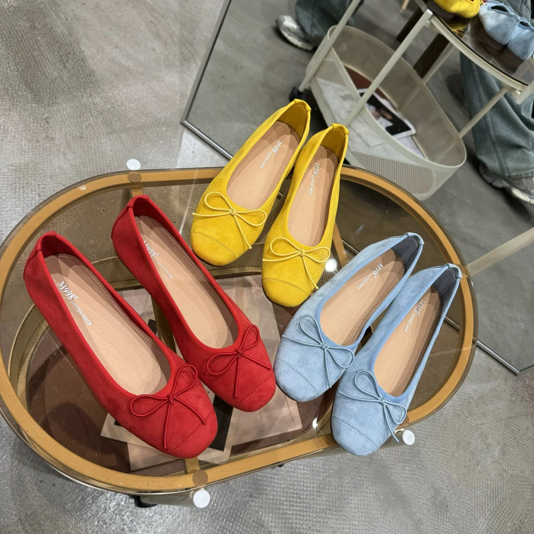 9830法式平底芭蕾舞鞋女25春夏蝴蝶结浅口单鞋软底舒适奶奶鞋