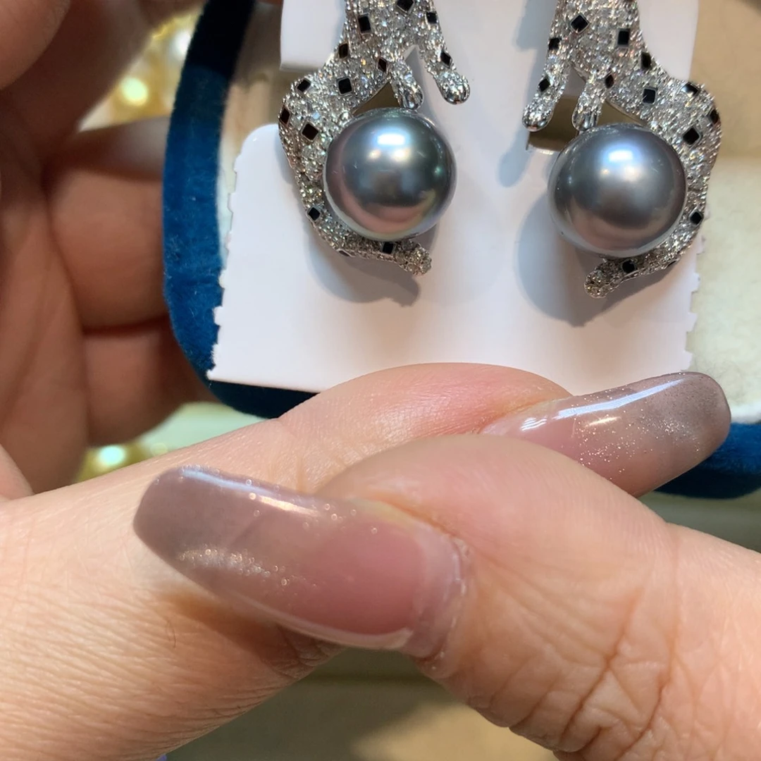 海水珍珠耳饰银S925镶嵌