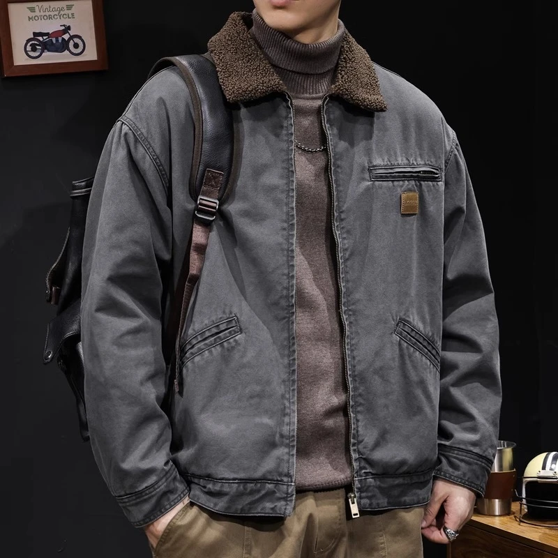 MR.MUDI/穆迪先生复古羊羔绒外套男冬加厚2025新款男休闲工装夹克