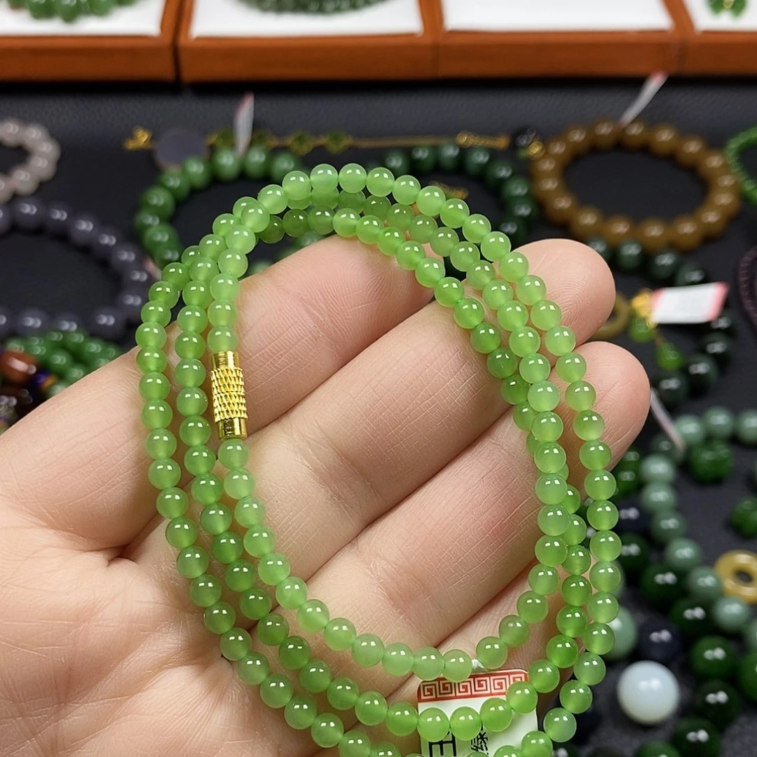 和田玉未镶嵌颈饰4mm