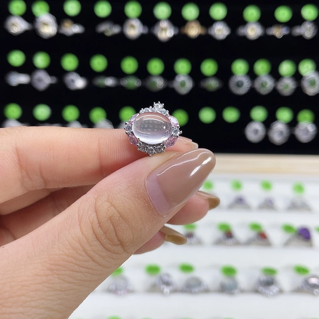 水晶戒指银S925镶嵌