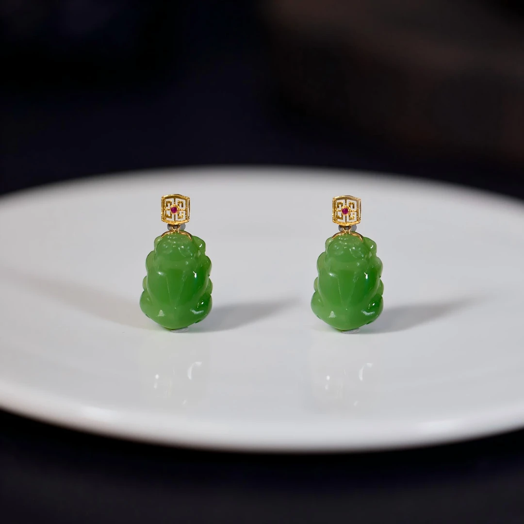 【歪歪】貔貅*和田玉吊坠*18K金镶嵌（多样性发一）XB-E5087